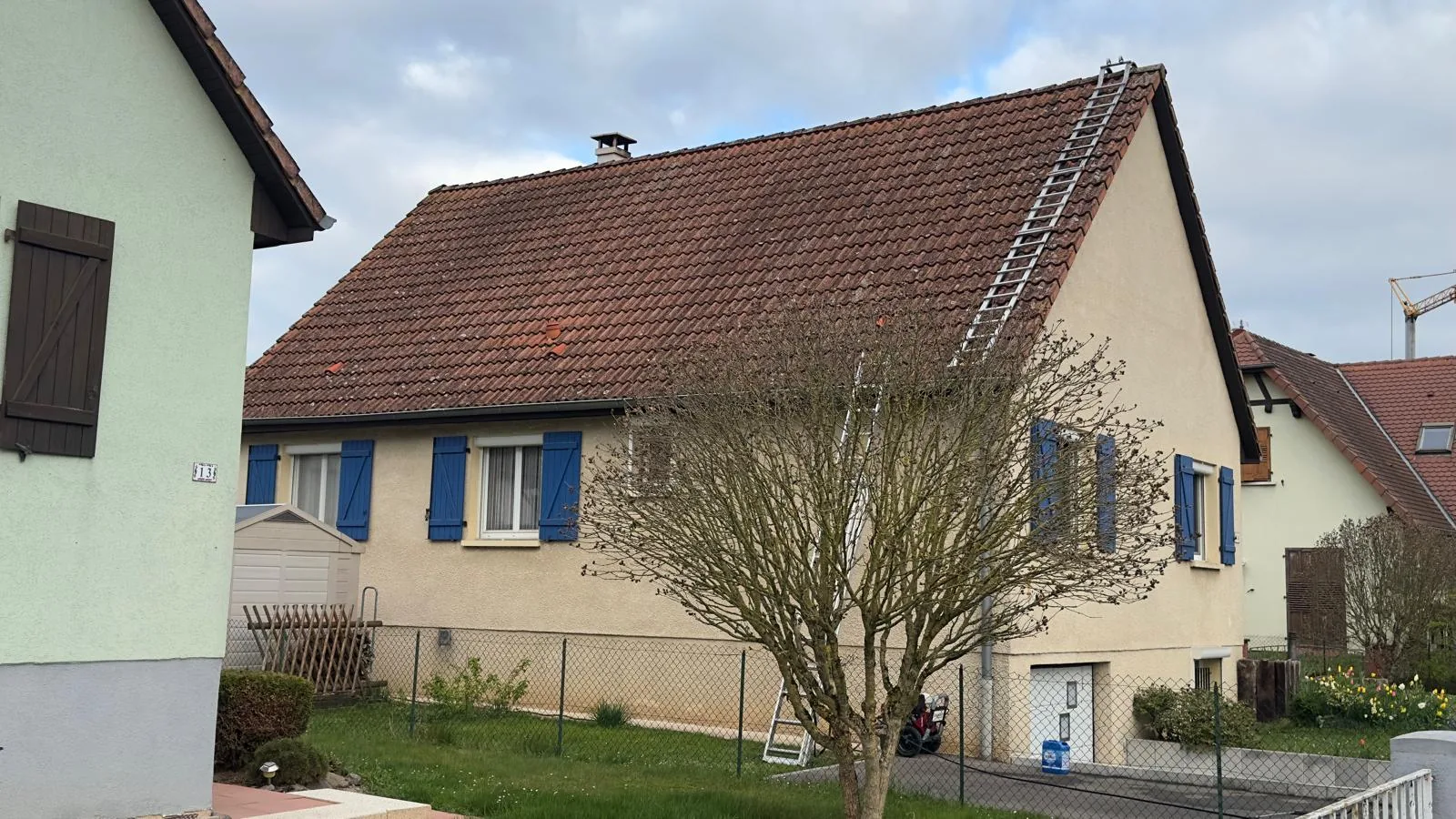Démoussage d'une toiture scéenne exposée au nord